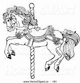 Horse Coloring Pages Carousel Round Go Merry Horses Color Clipart Draft Drawing Clip Small Printable Colouring Mom Animals Baby Bows sketch template