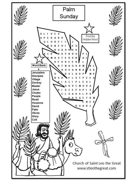 church  saint leo  great palm sunday coloring craft pages