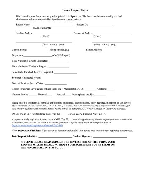 leave  absence letters  forms template lab