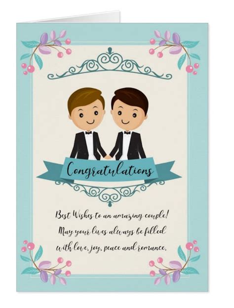 Wedding Congratulations Two Grooms Gay Wedding Card Blue Etsy