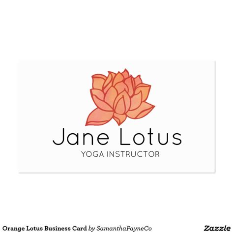 yoga instructor business card   orange lotus flower