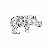 Longueur Rhino Zentangle Pleine sketch template