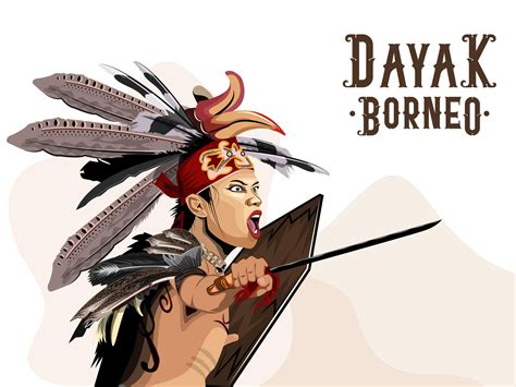 Dayak Borneo Vector Illustration Indonesia By Bennytr On