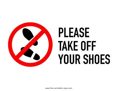 printable  remove  shoes sign printable printable word