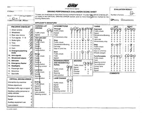 california driver performance evaluation score sheet lasopamas