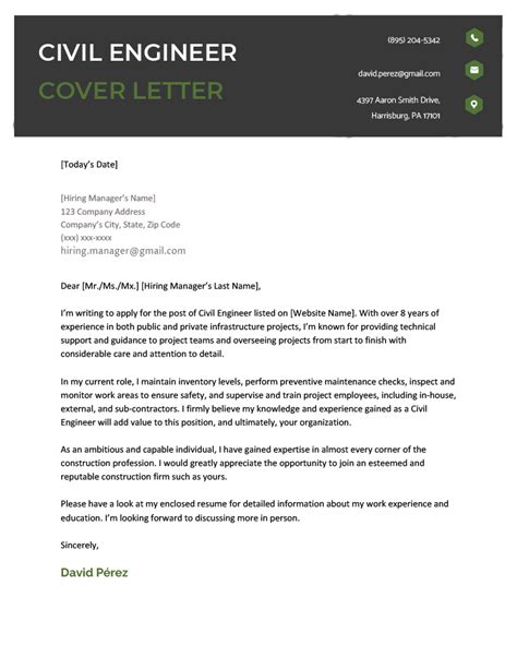 civil engineer cover letter  writing tips
