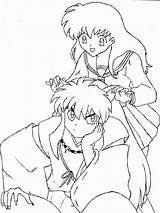 Inuyasha Kagome Kirara Coloringhome sketch template