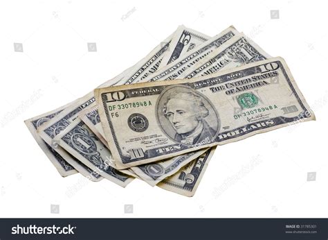 small pile  american money isolated stock photo