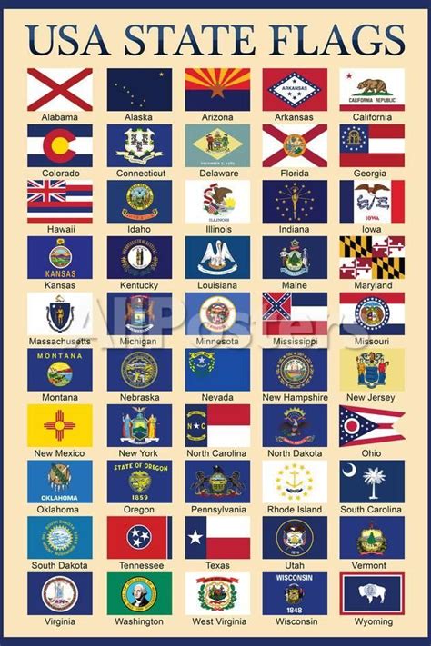 usa  state flags chart education poster    cm  states