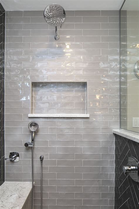grey rectangle shower tile gray shower tile bathroom shower walls