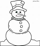 Snowman Coloring Cute Pages Kids Printable Kindergarten Easy sketch template