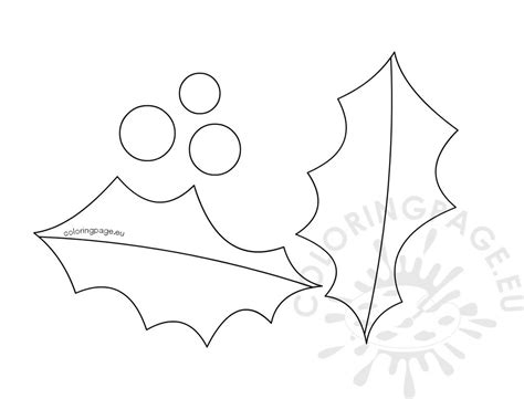 holly leaf berry outline template coloring page