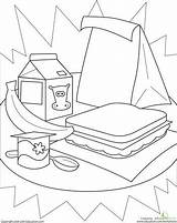 Lunch Healthy School Color Lunches Kindergarten Coloring Pages Worksheets Back Life Worksheet Box Sandwich Cute Learning Templates Packed Education Template sketch template