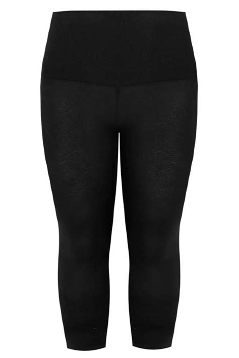 black tummy control soft touch cropped leggings plus size 16 to 36