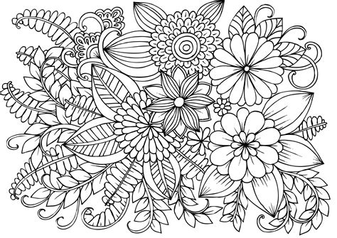 detailed flowers coloring pages  adults hard  color