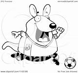 Soccer Kangaroo Wallaby Cartoon Chubby Playing Clipart Outlined Coloring Vector Thoman Cory Regarding Notes Clipartof sketch template