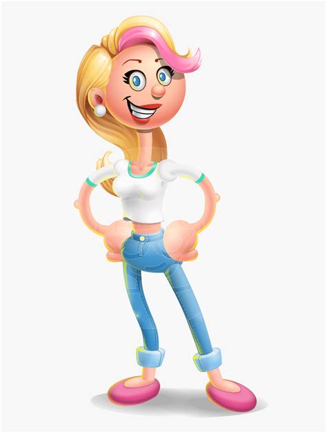 Cute Blonde Girl In Jeans Cartoon Vector 3d Character Construction