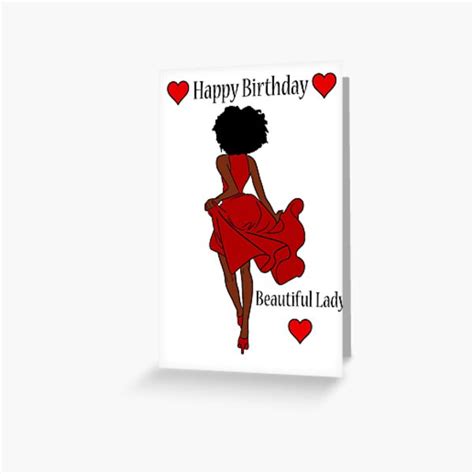happy birthday beautiful black womanlady greeting card  sale  tatdesigns redbubble