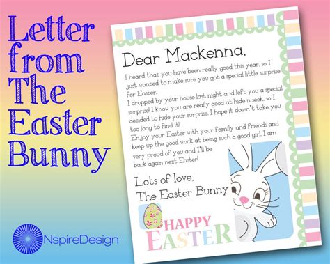 letter   easter bunny customized  printable