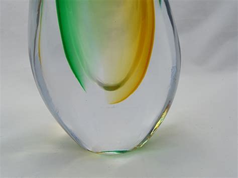 Murano Glass Vase Green Amber Murano Glass Murano