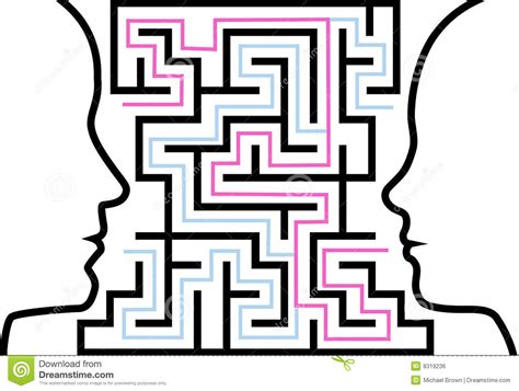 le contour de labyrinthe d homme de visage profile la femme de puzzle illustration de vecteur