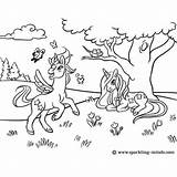 Coloring Sparkling Unicorn Unicorns Minds Meadow Playing Mermaid sketch template