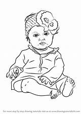 Baby Girl Sitting Draw Drawing People Step Drawings Paintingvalley Learn sketch template