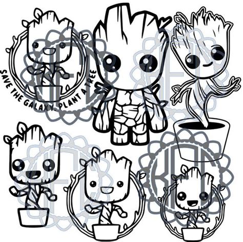 baby groot designs svg png  eps silhouette studio etsy