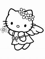Angel Hello Coloring Kitty Pages Cartoon Read Angels Christmas sketch template