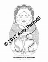 Hanfu Coloring Chinese Doll Traditional Sheet Printable Dress Amyperrotti sketch template