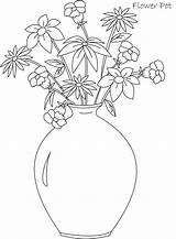 Vase Coloring Flower Round Big Drawing Pages Kids Flowers Drawings Coloringsky Visit sketch template
