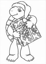 Franklin Coloring Pages Christmas Turtle Gift sketch template