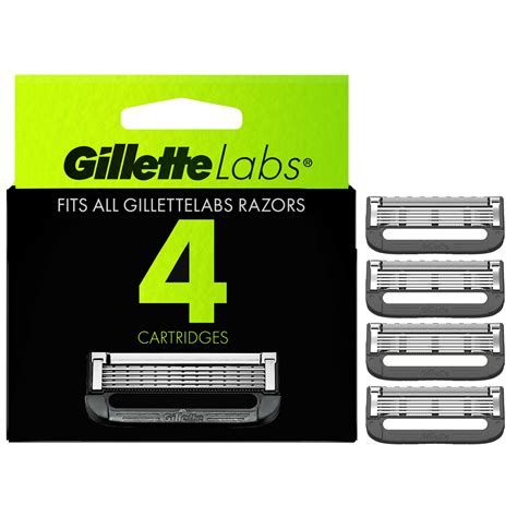 Gillette Labs Mens Razor Blade Refills With Exfoliating Bar 4 Refills