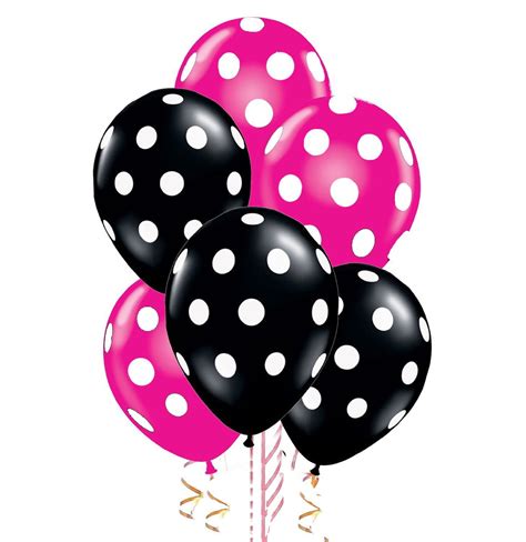 polka dot balloons   premium black  berry pink    print white dots pkg