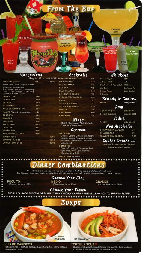 bar menu