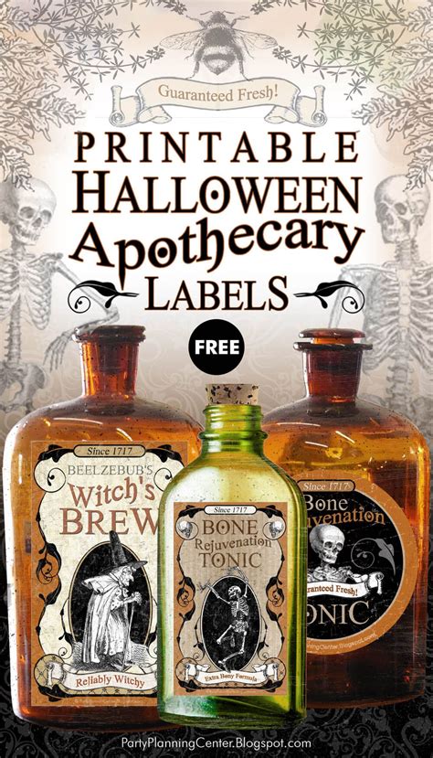 printable halloween apothecary labels   shapes