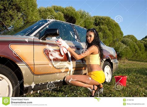 Girl Washing A Car Pin Up Style Stock Image Image Of