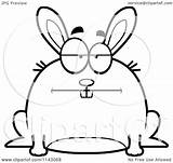Chubby Rabbit Cartoon Drunk Clipart Bored Mad Outlined Coloring Vector Thoman Cory Royalty Clipartof sketch template