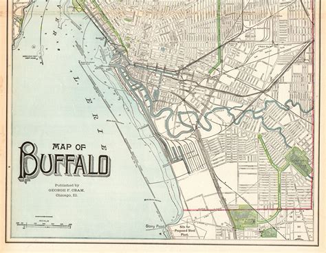 antique buffalo street map vintage city map  buffalo  york