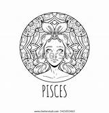 Pisces Zodiac Horoscope sketch template