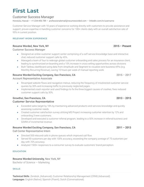 customer relationship manager resume examples   resume worded