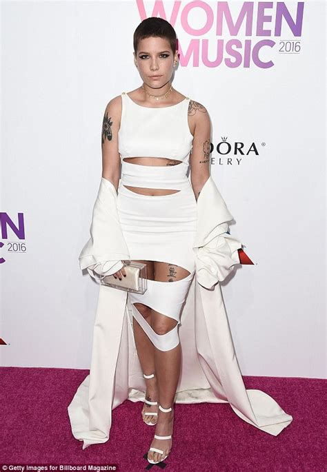 Halsey Leaves Little To The Imagination In Slashed White Dress As She