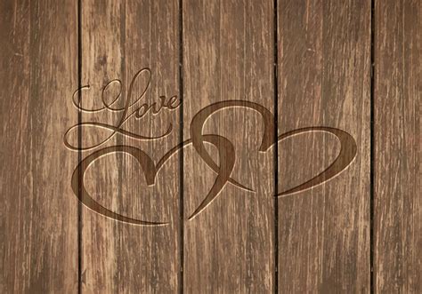 heart carved  wood vector background   vector art