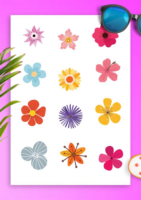 printable flower stickers printable word searches