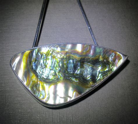 brodrene bjerring brothers bjerring silver abalone shell pendant  silver torque necklace