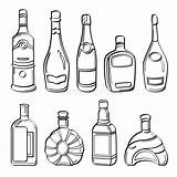 Alkohol Flaschen Bottles Sammlung Kollektion Alkoholflaschen Stockvektor Kleurplaat Theepot Garrafa Garrafas álcool Grafiken sketch template