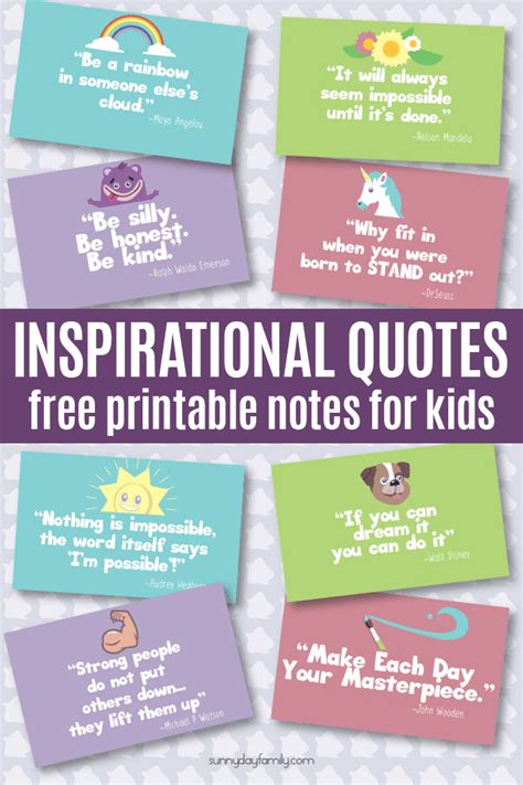 inspirational quotes kids  love  printable notes sunny day
