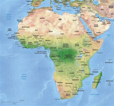 vector map africa continent shaded relief  stop map
