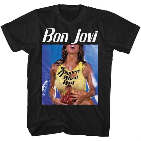 bon jovi slippery when wet model adult t shirt rock music in t shirts