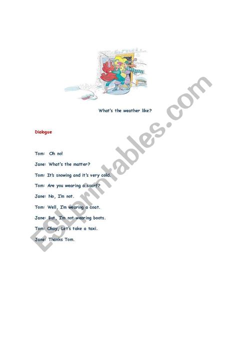 English Worksheets What´s The Weather Like Dialogue